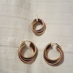 Tri Colored earrings and pendant